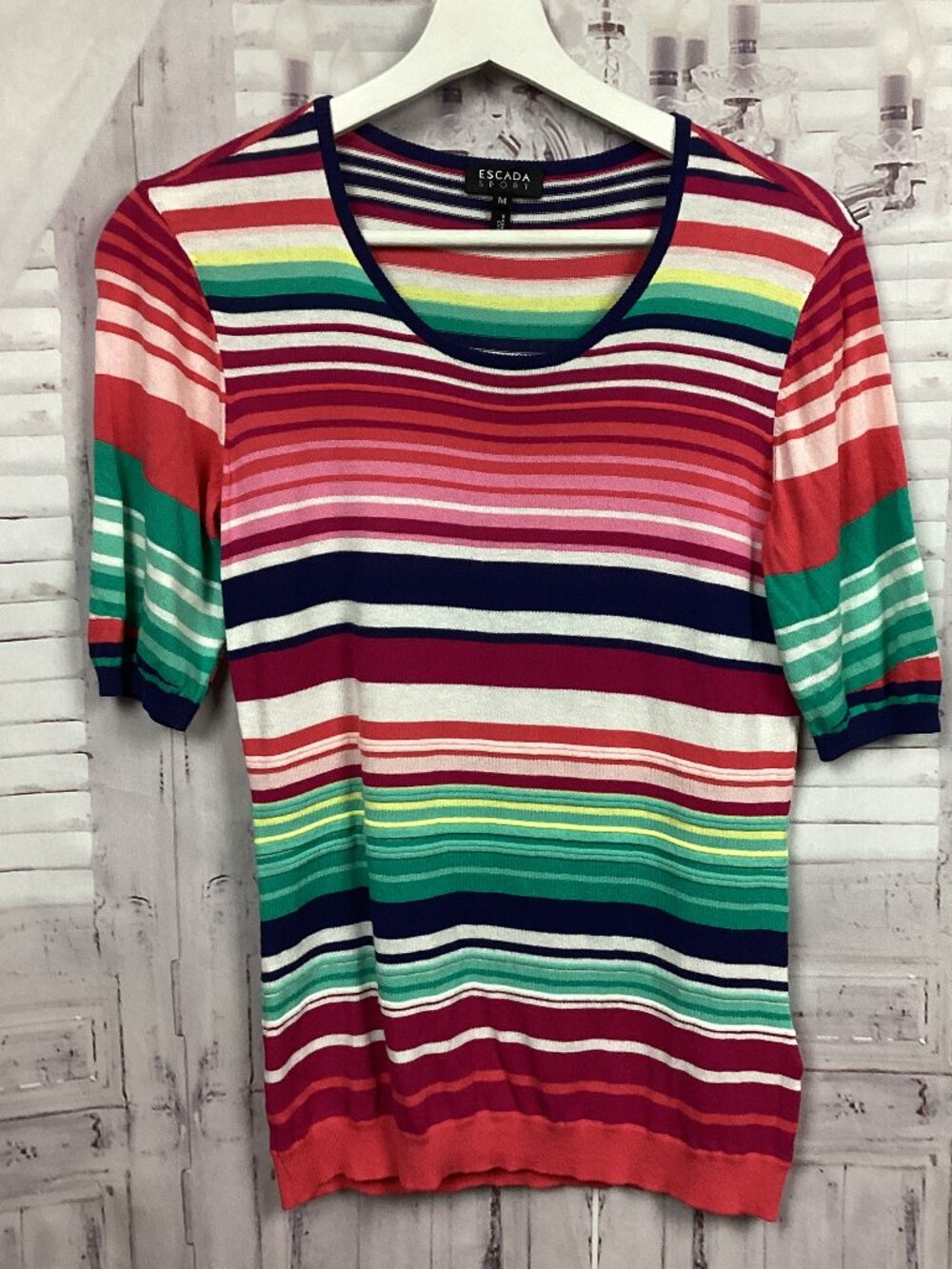 Escada Sport Striped Tee Shirt Short Sleeve M